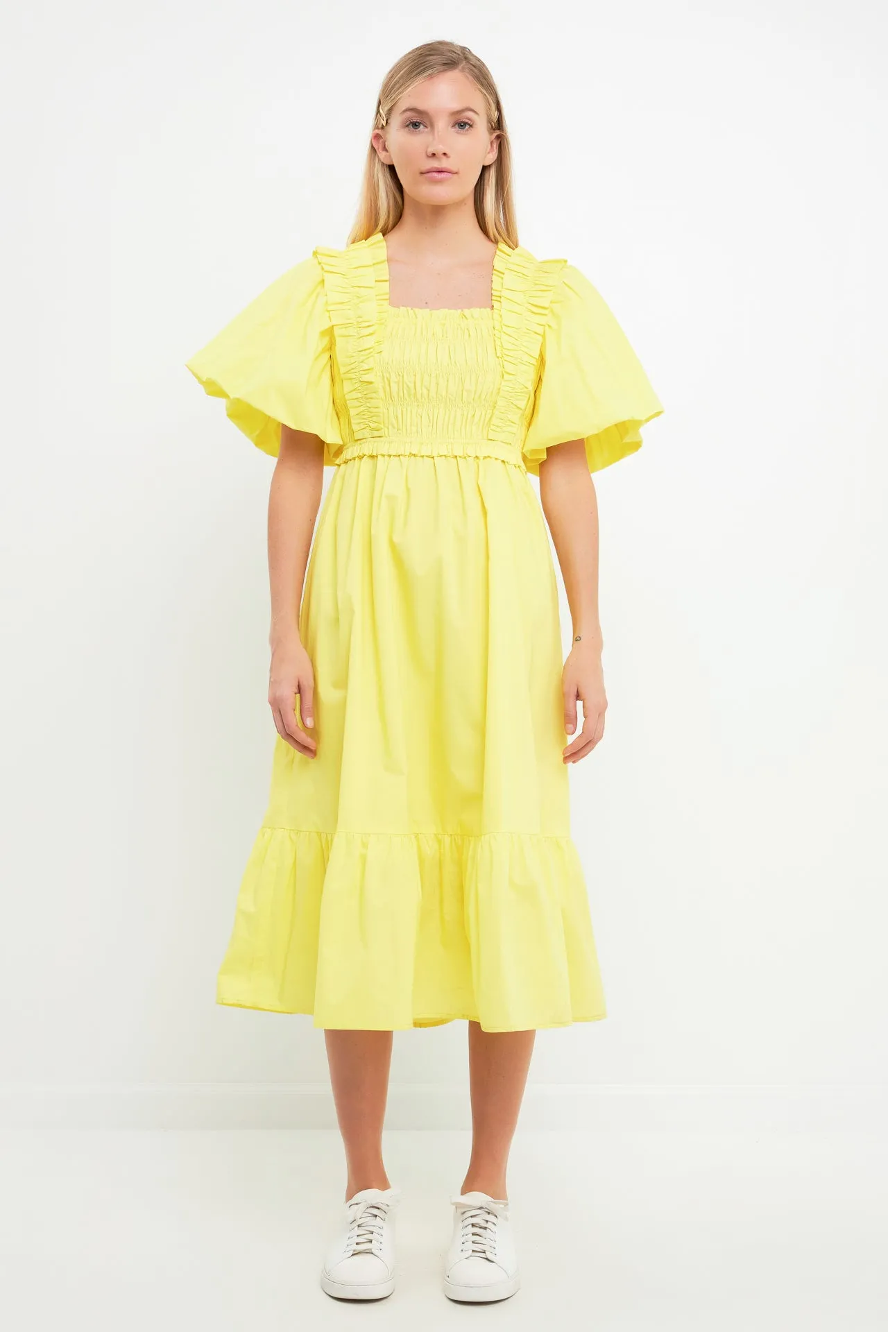 Puff Sleeve Midi Dress