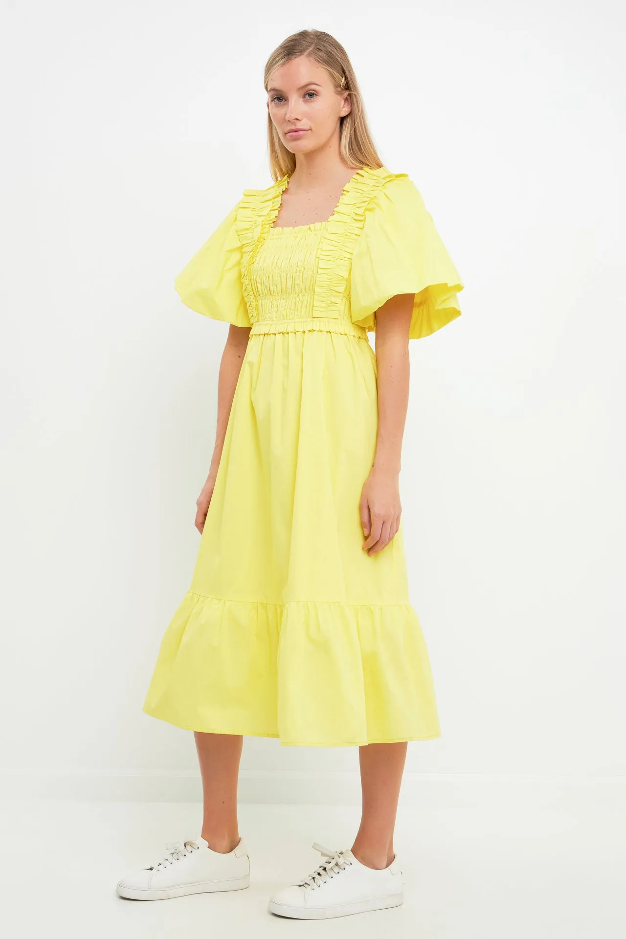 Puff Sleeve Midi Dress