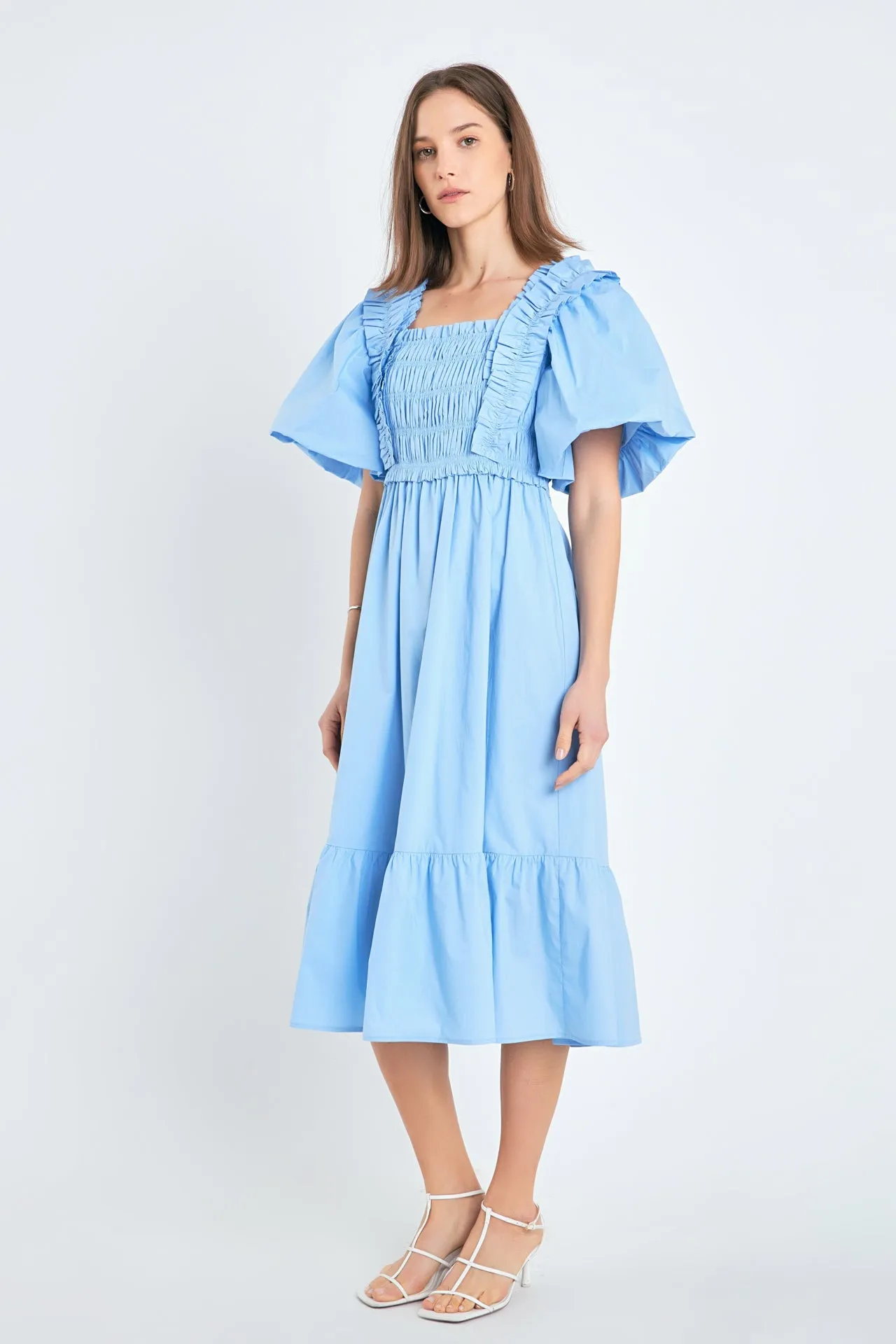 Puff Sleeve Midi Dress