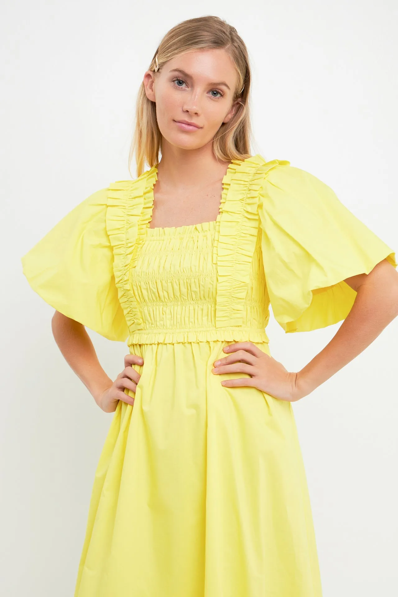 Puff Sleeve Midi Dress