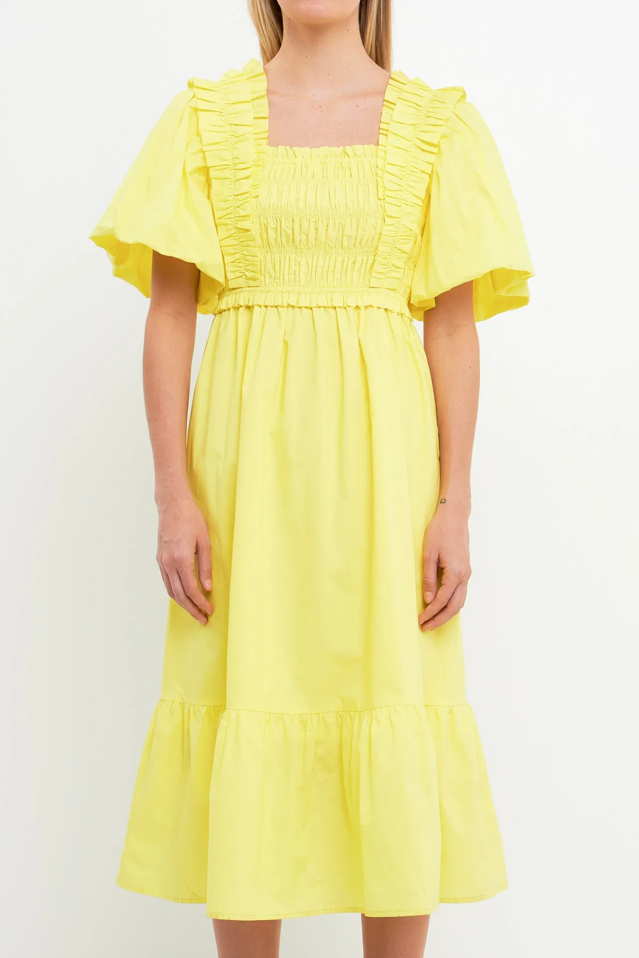 Puff Sleeve Midi Dress
