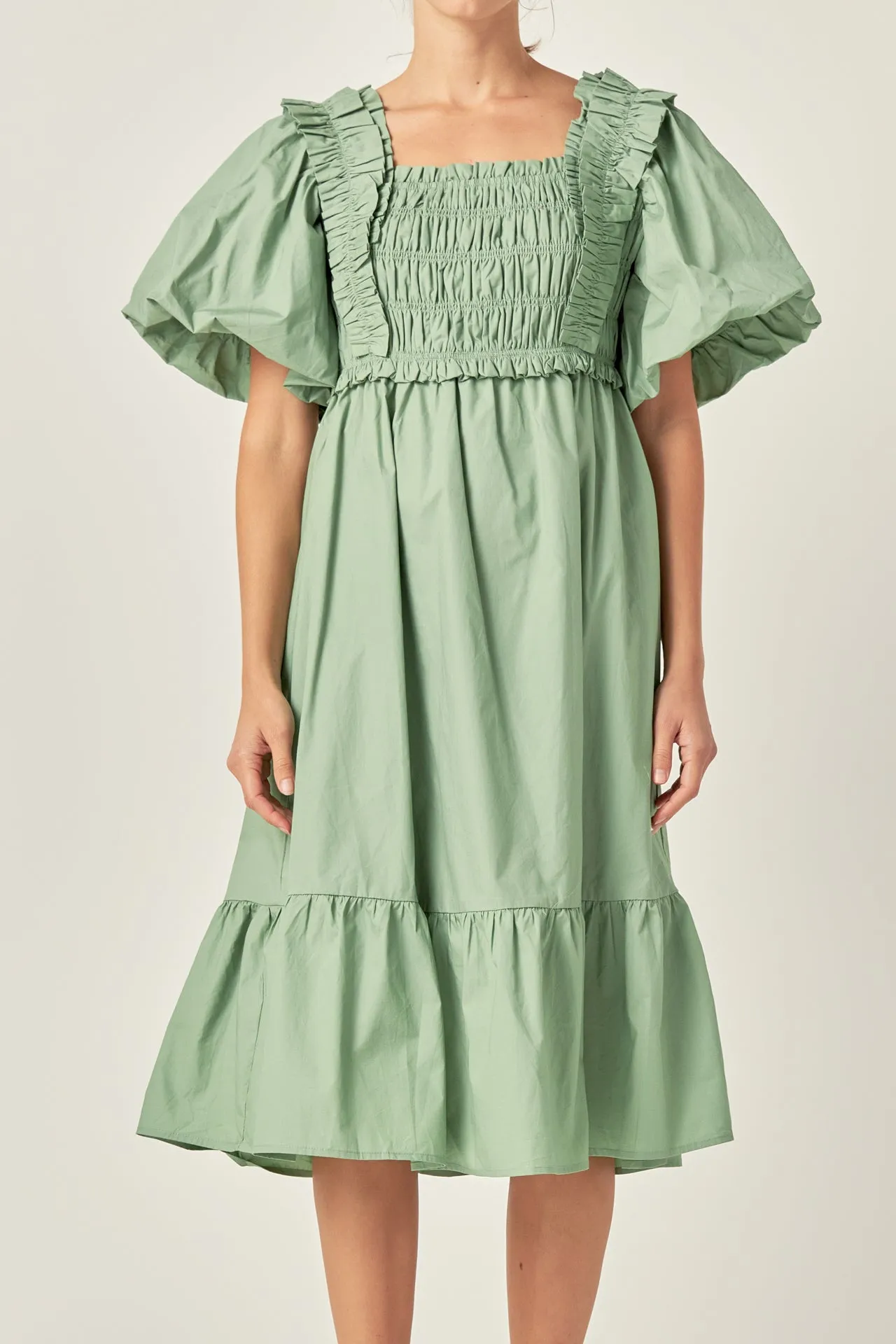 Puff Sleeve Midi Dress