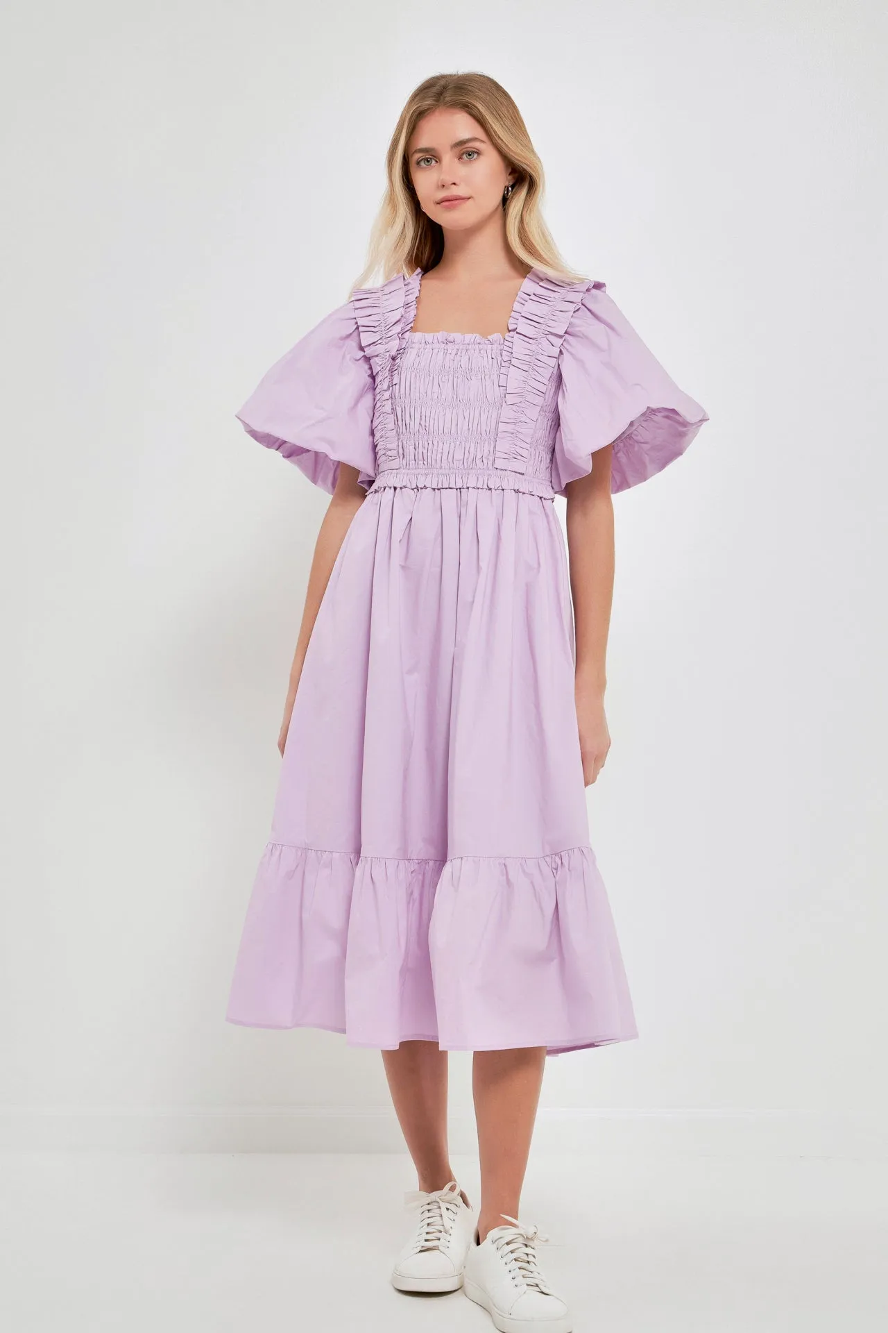 Puff Sleeve Midi Dress