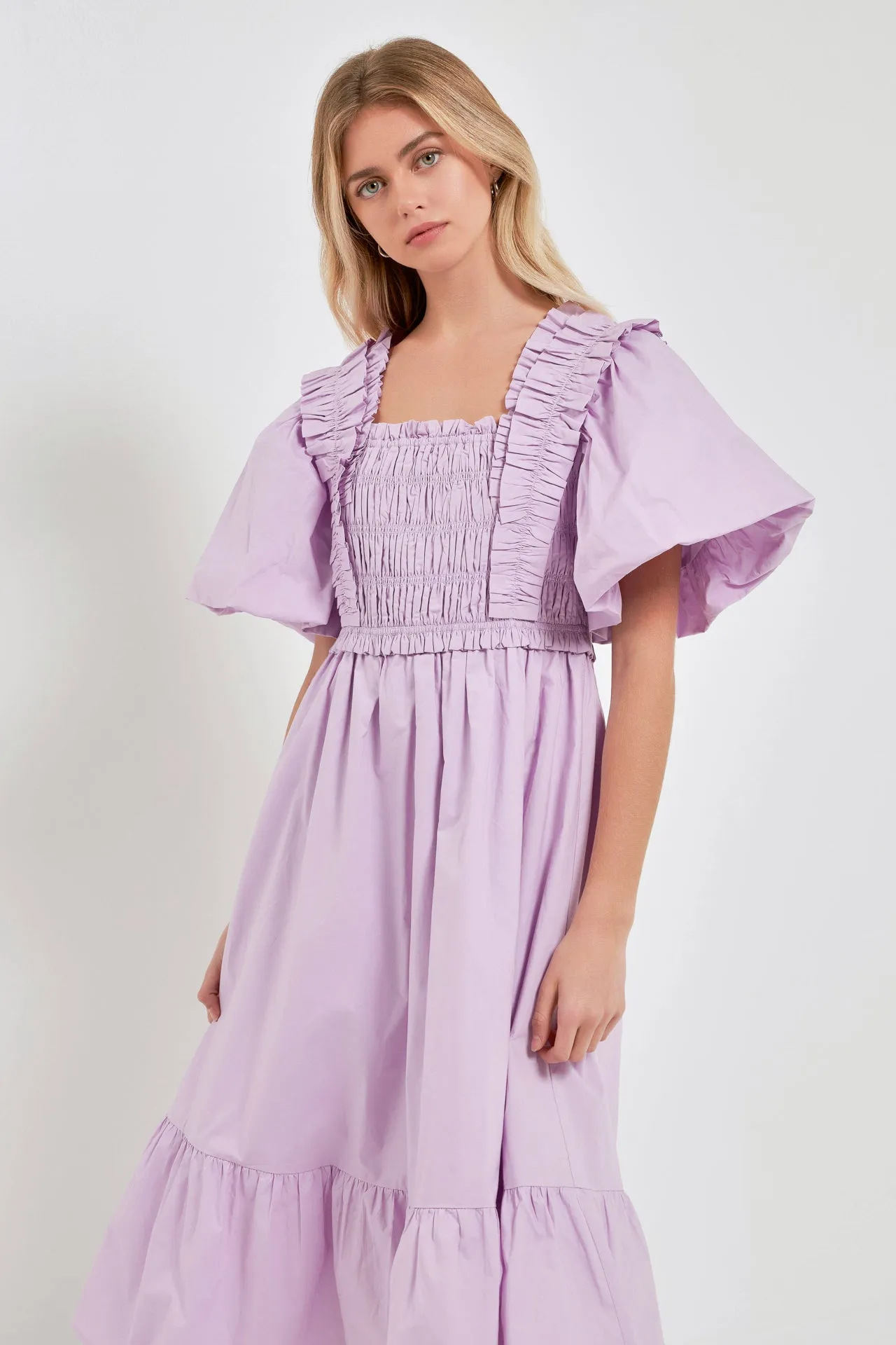 Puff Sleeve Midi Dress