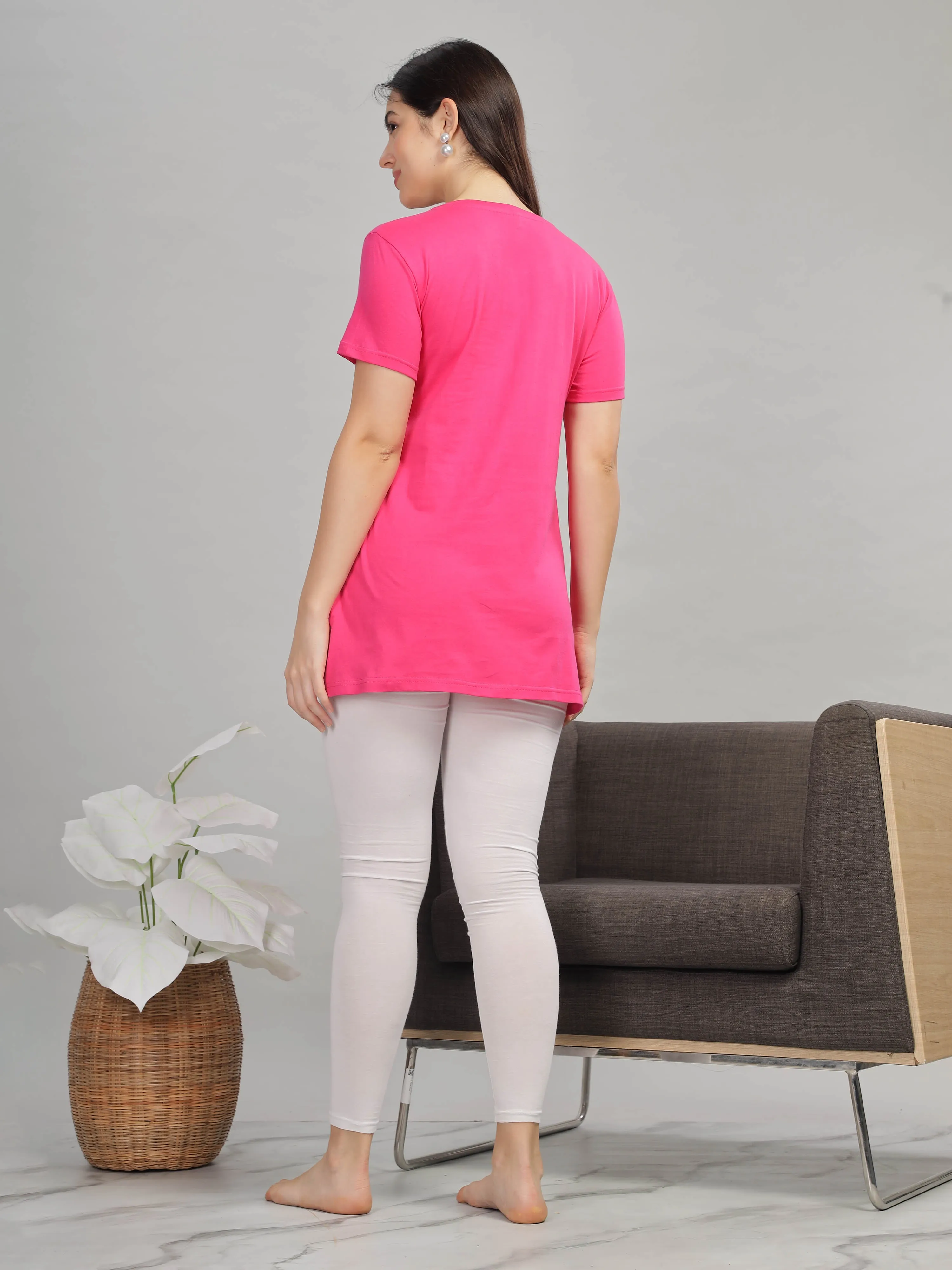 Rani Pink Long T-Shirt for Women - Stylish & Comfy Nightwear