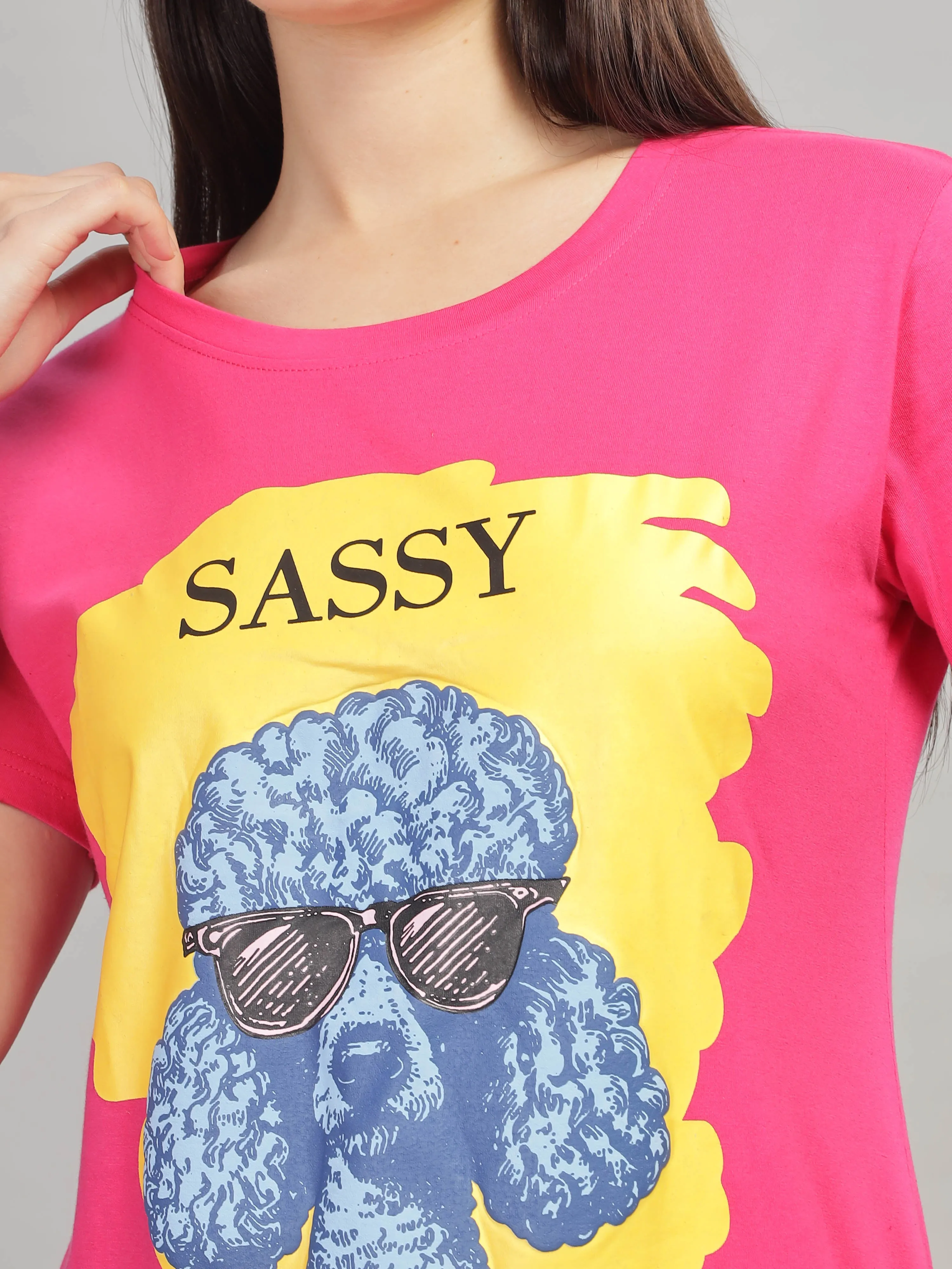 Rani Pink Long T-Shirt for Women - Stylish & Comfy Nightwear