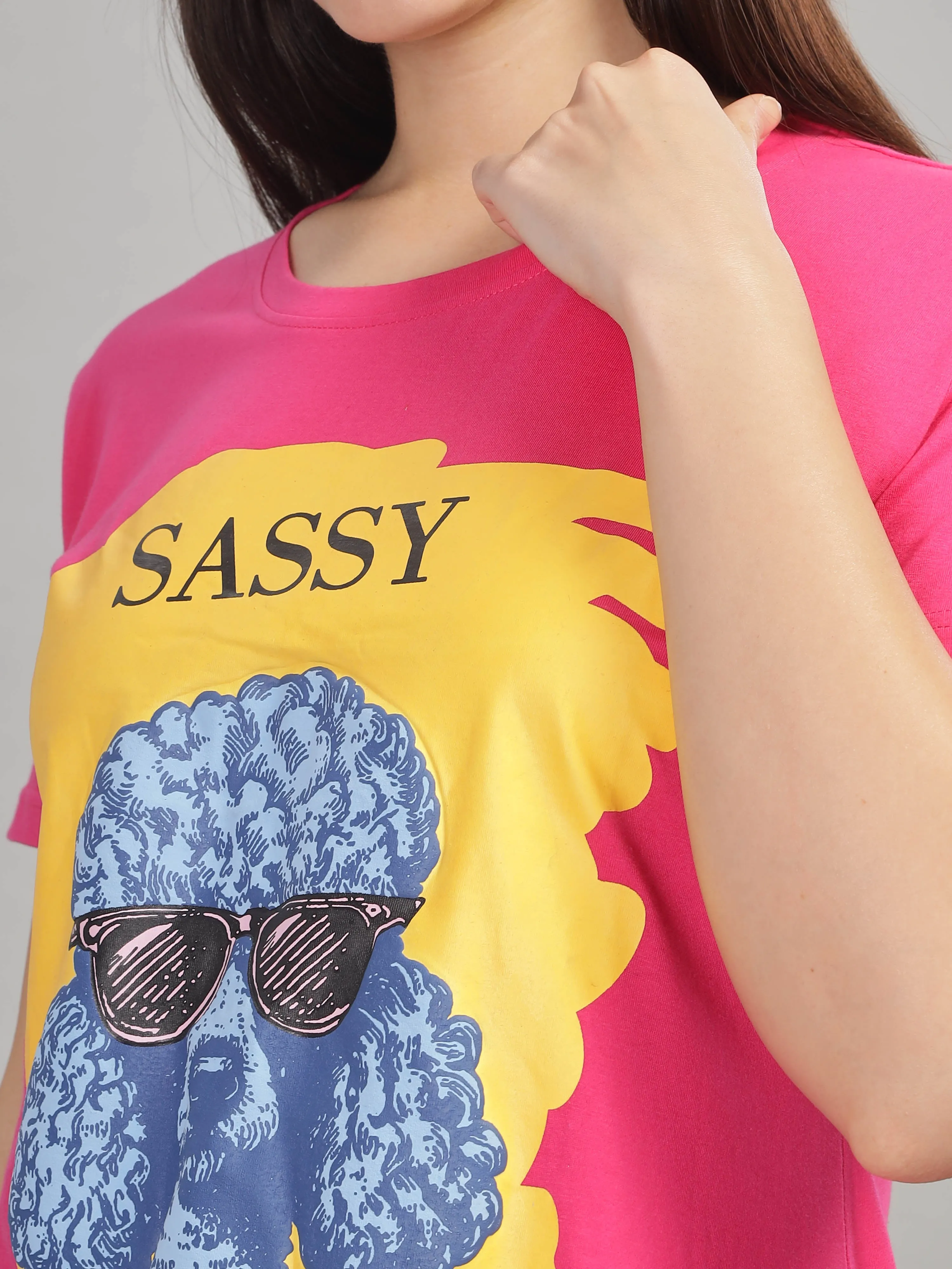 Rani Pink Long T-Shirt for Women - Stylish & Comfy Nightwear