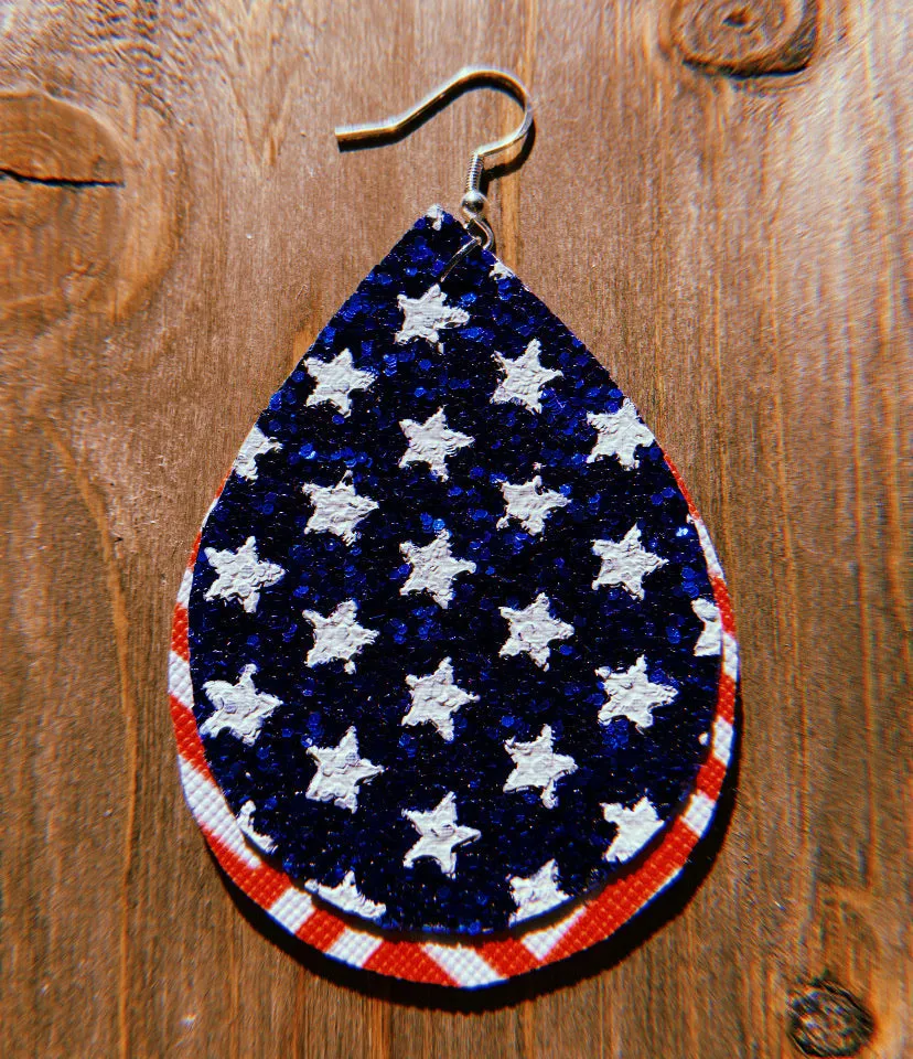 Red, White, & Blue Teardrop Shaped Earrings
