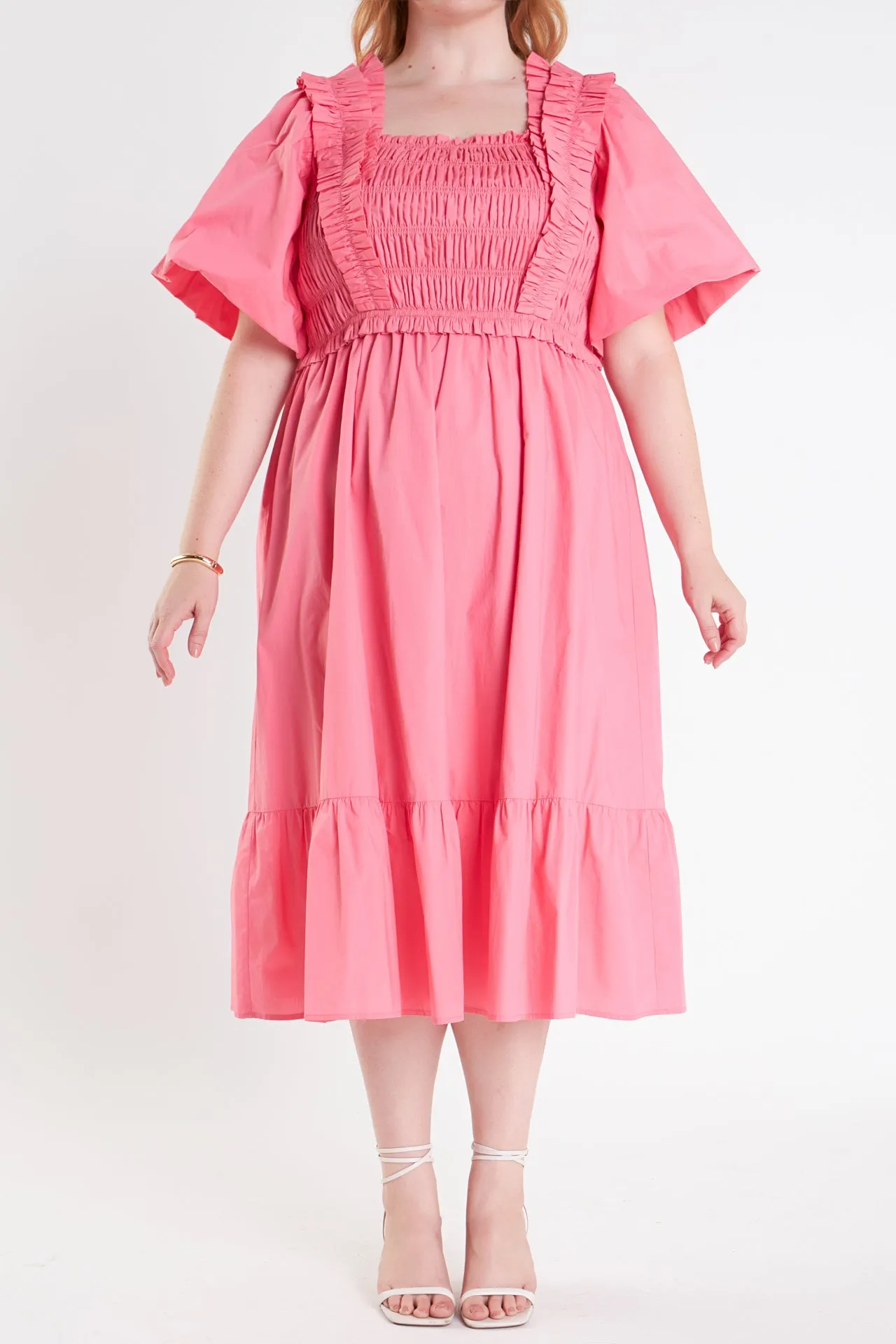 Ruffled Smocked Midi Dress