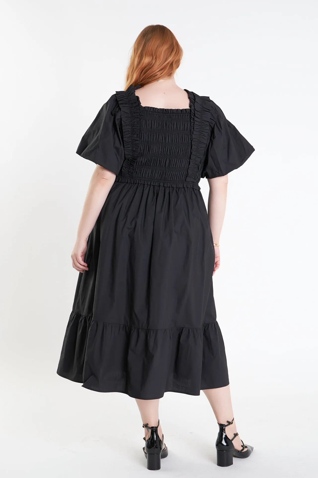 Ruffled Smocked Midi Dress
