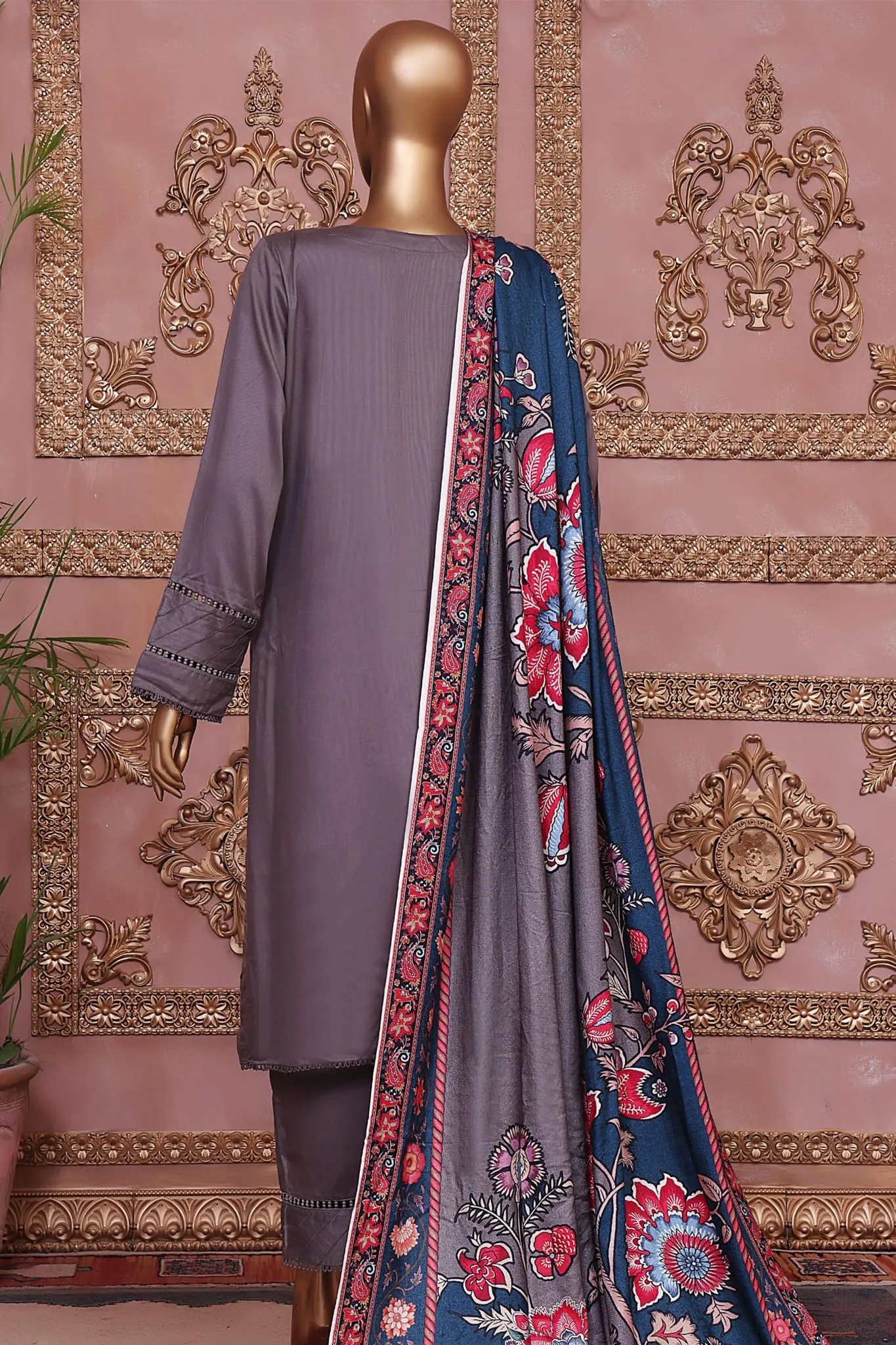 Sada Bahar Stitched 3 Piece Corduroy Solids Shawl Collection'2022-CS-05-Grey