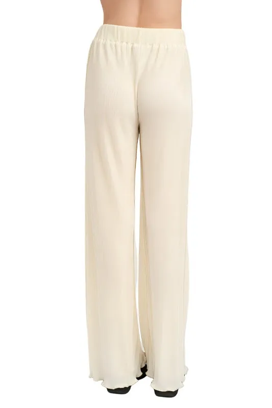 Scallop Hem High Waisted Pants