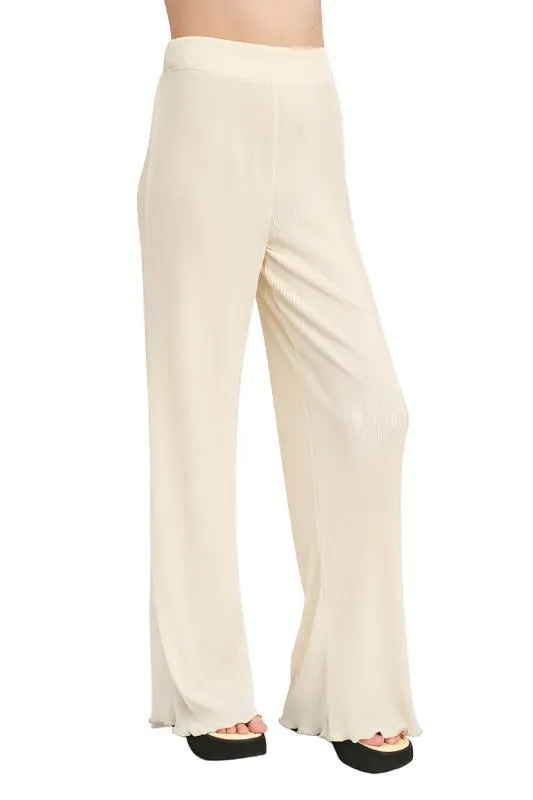 Scallop Hem High Waisted Pants