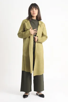 SUEDE OVERCOAT-OLIVE