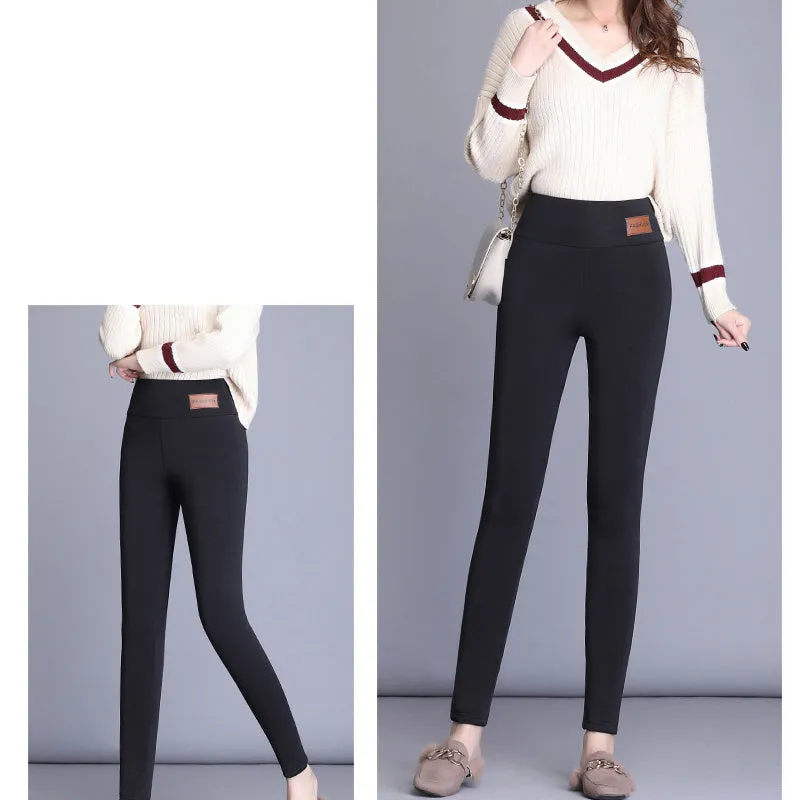 Thick Cashmere Leggings Fleece Lined Tights High Waist Stretchy Ladies Thermal Pants
