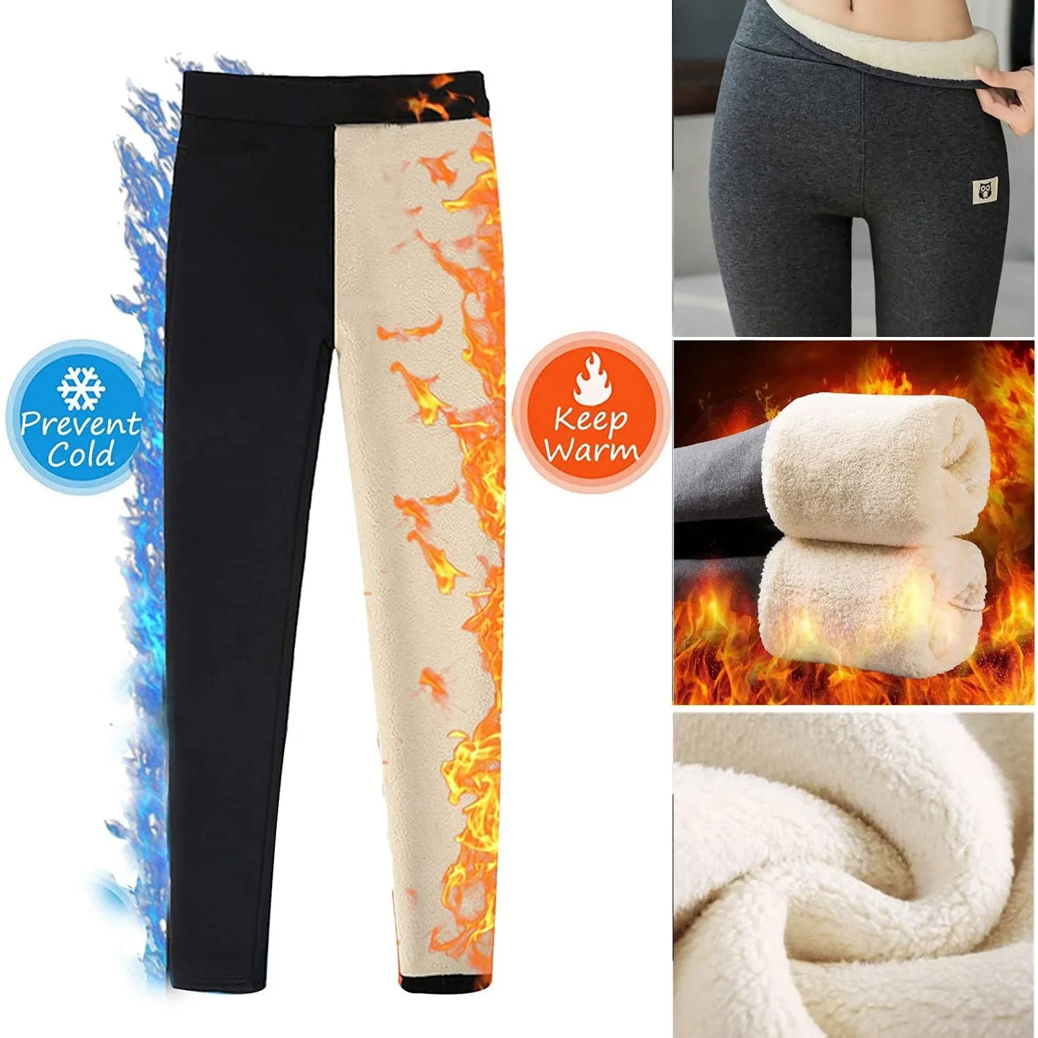 Thick Cashmere Leggings Fleece Lined Tights High Waist Stretchy Ladies Thermal Pants