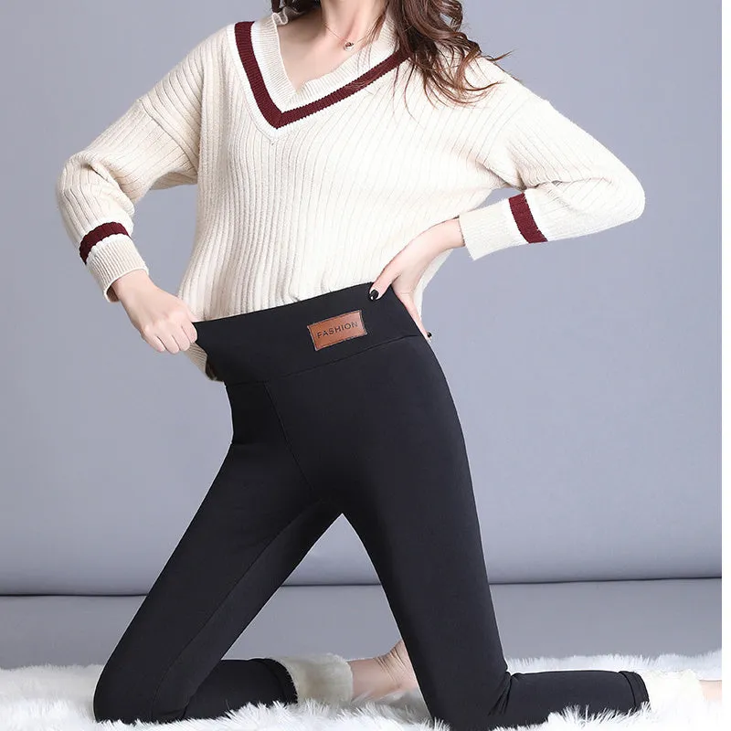 Thick Cashmere Leggings Fleece Lined Tights High Waist Stretchy Ladies Thermal Pants