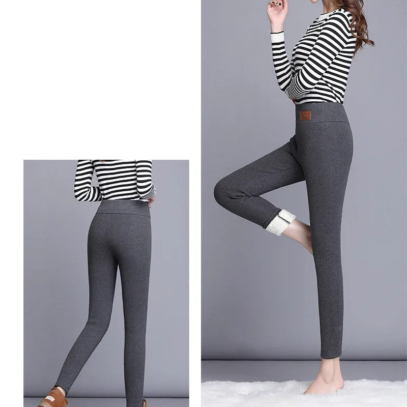 Thick Cashmere Leggings Fleece Lined Tights High Waist Stretchy Ladies Thermal Pants