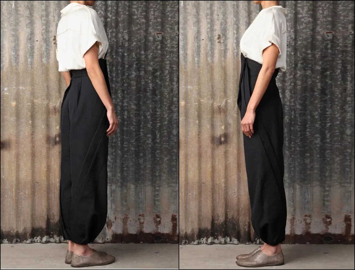 Three-Dimensional Cut High Waist Trousers Wide Leg Carrot Pants