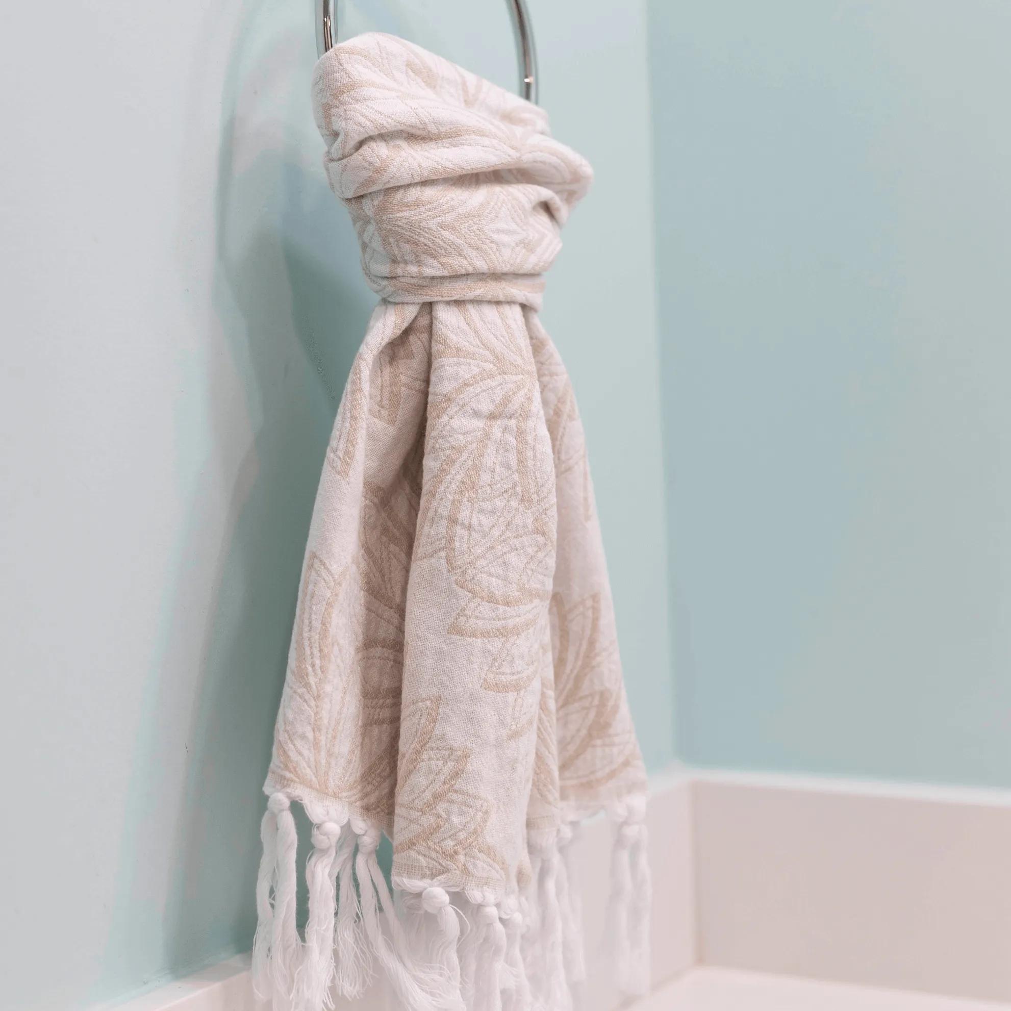 Turkish Cotton Towel Set / Horona in Oat   White