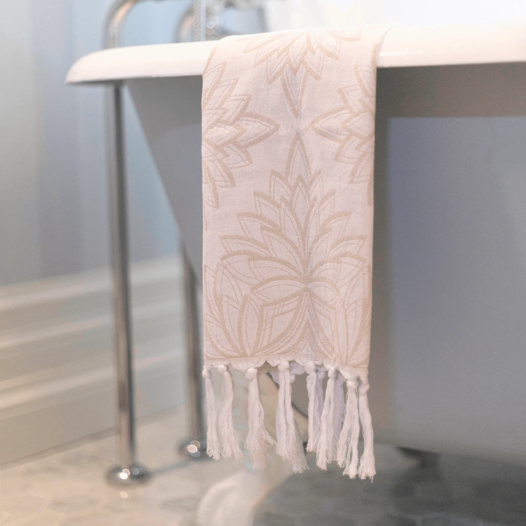 Turkish Cotton Towel Set / Horona in Oat   White