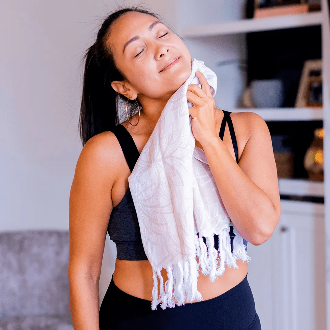 Turkish Cotton Towel Set / Horona in Oat   White