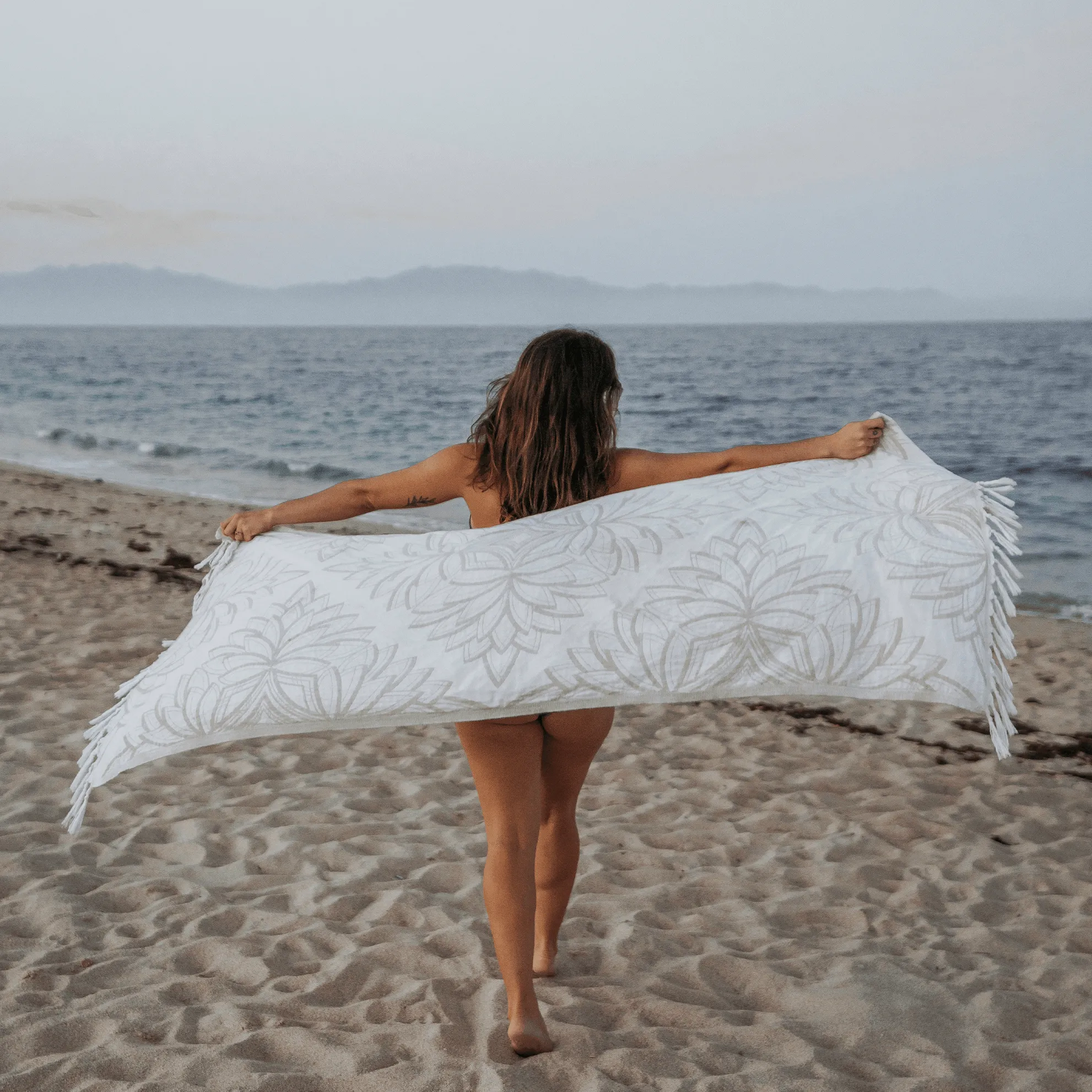 Turkish Cotton Towel Set / Horona in Oat   White