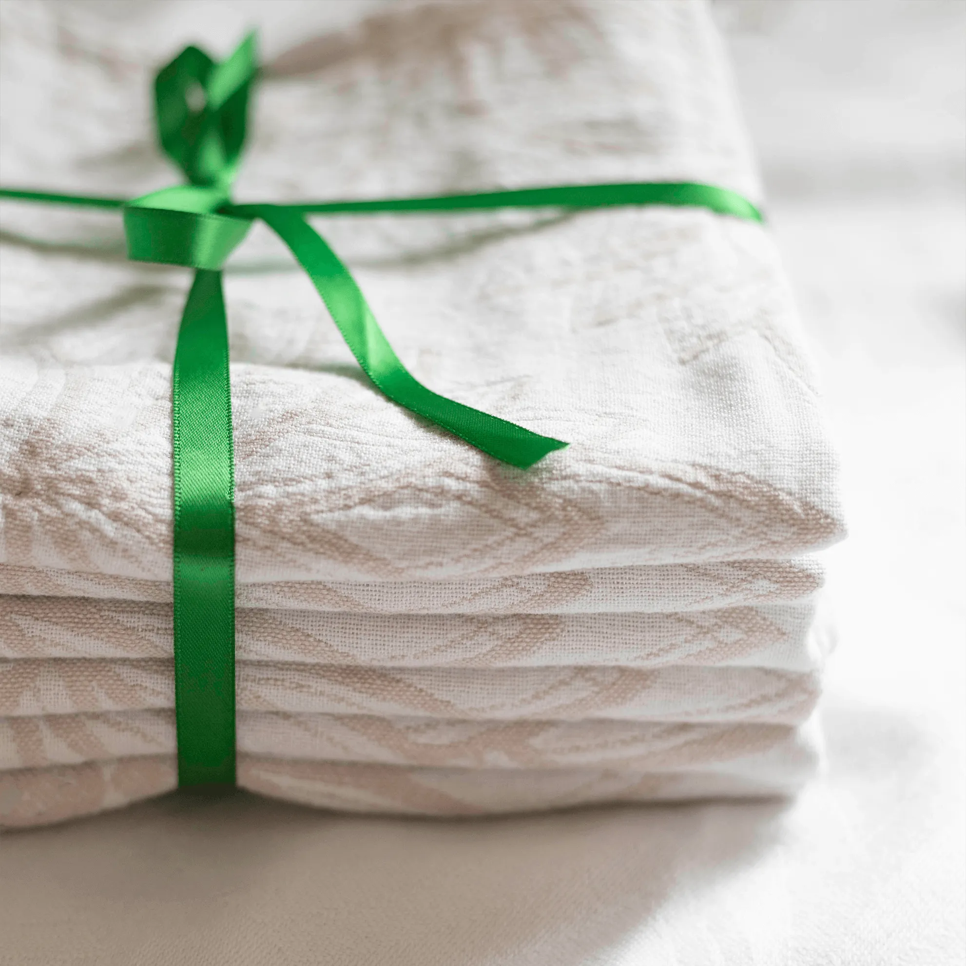 Turkish Cotton Towel Set / Horona in Oat   White