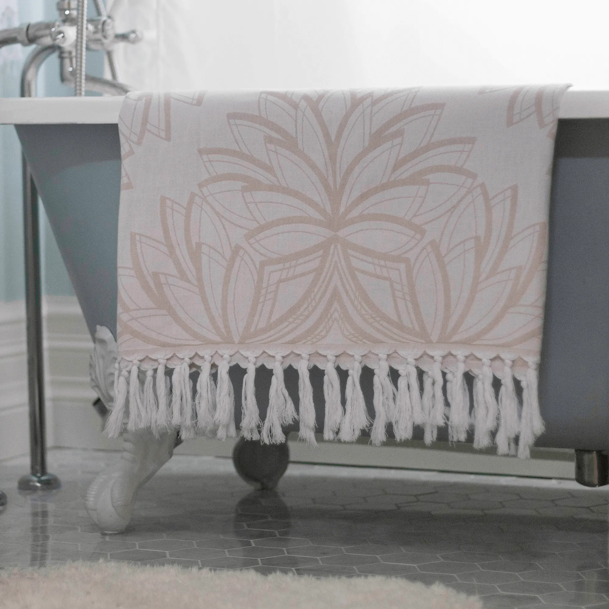 Turkish Cotton Towel Set / Horona in Oat   White