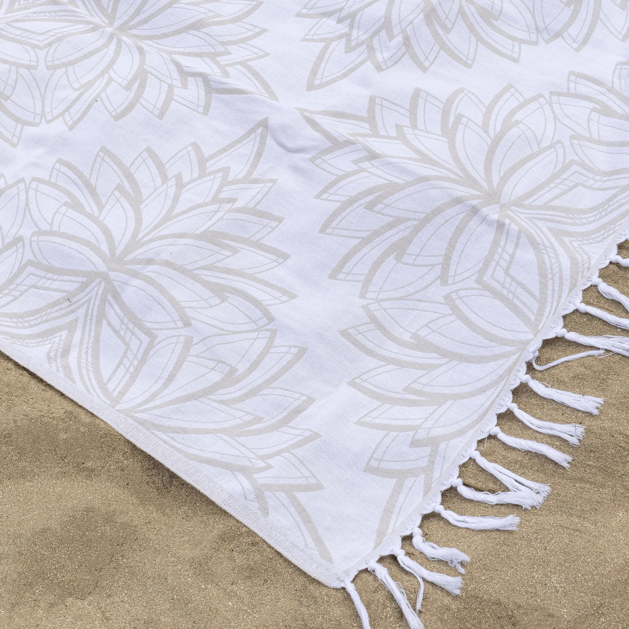 Turkish Cotton Towel Set / Horona in Oat   White