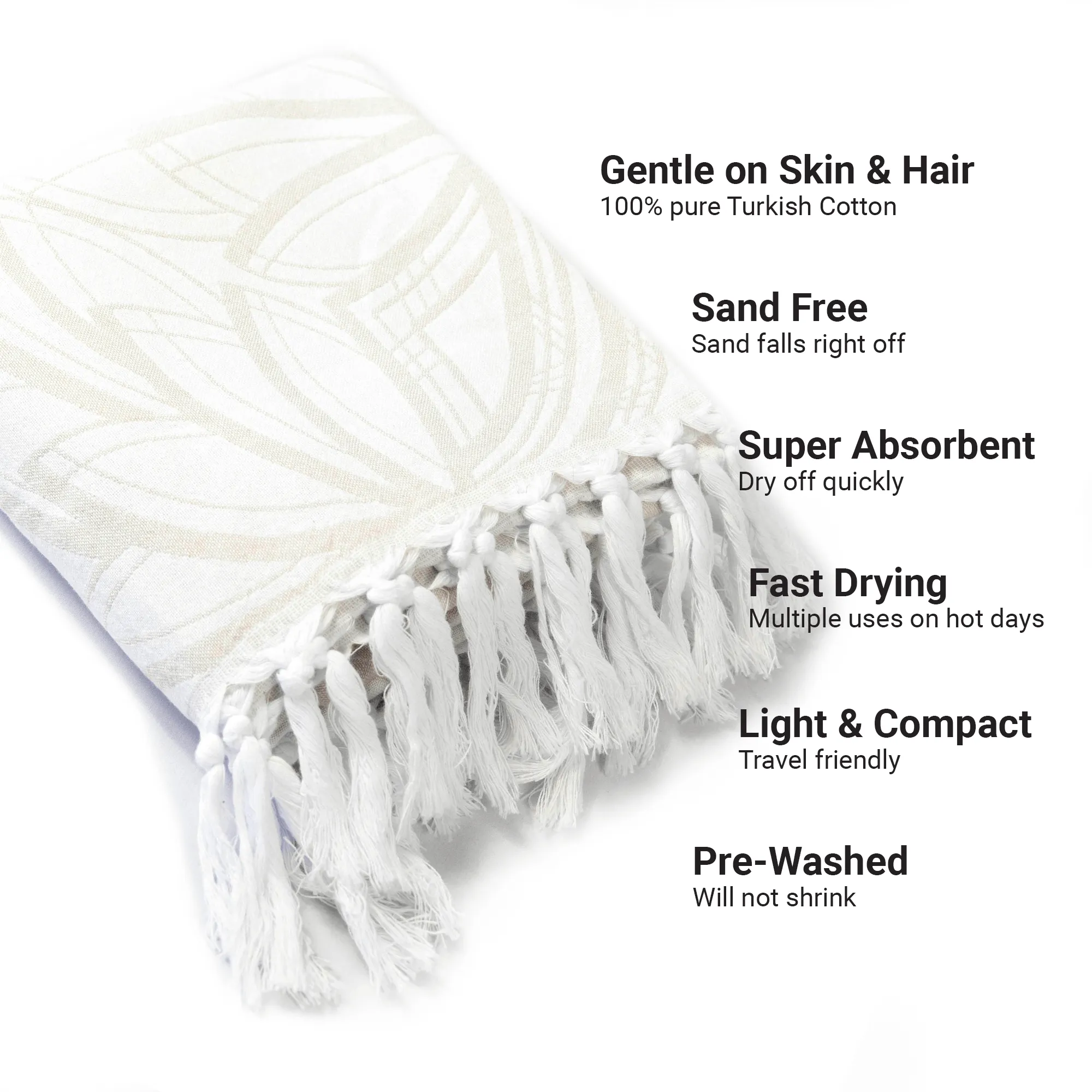 Turkish Cotton Towel Set / Horona in Oat   White