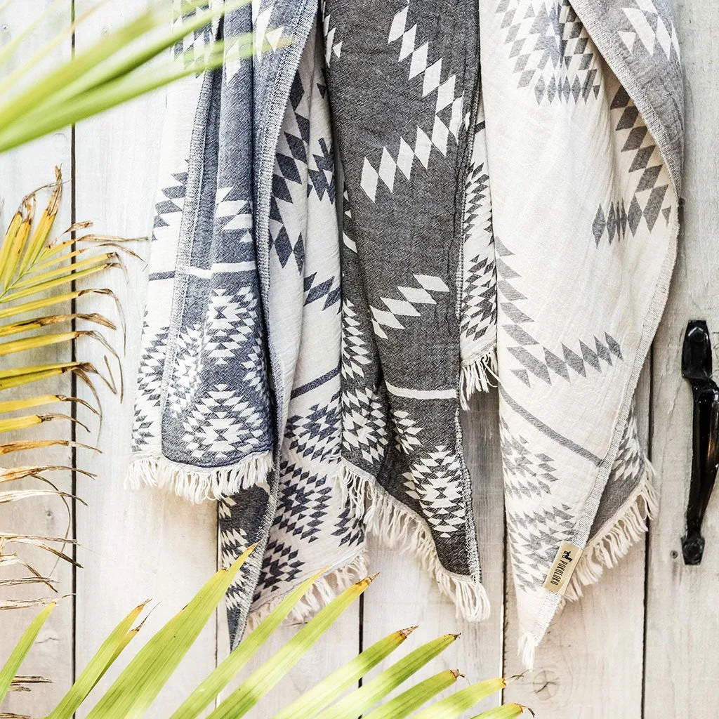Turkish Towel : Geometric in Spanish Grey
