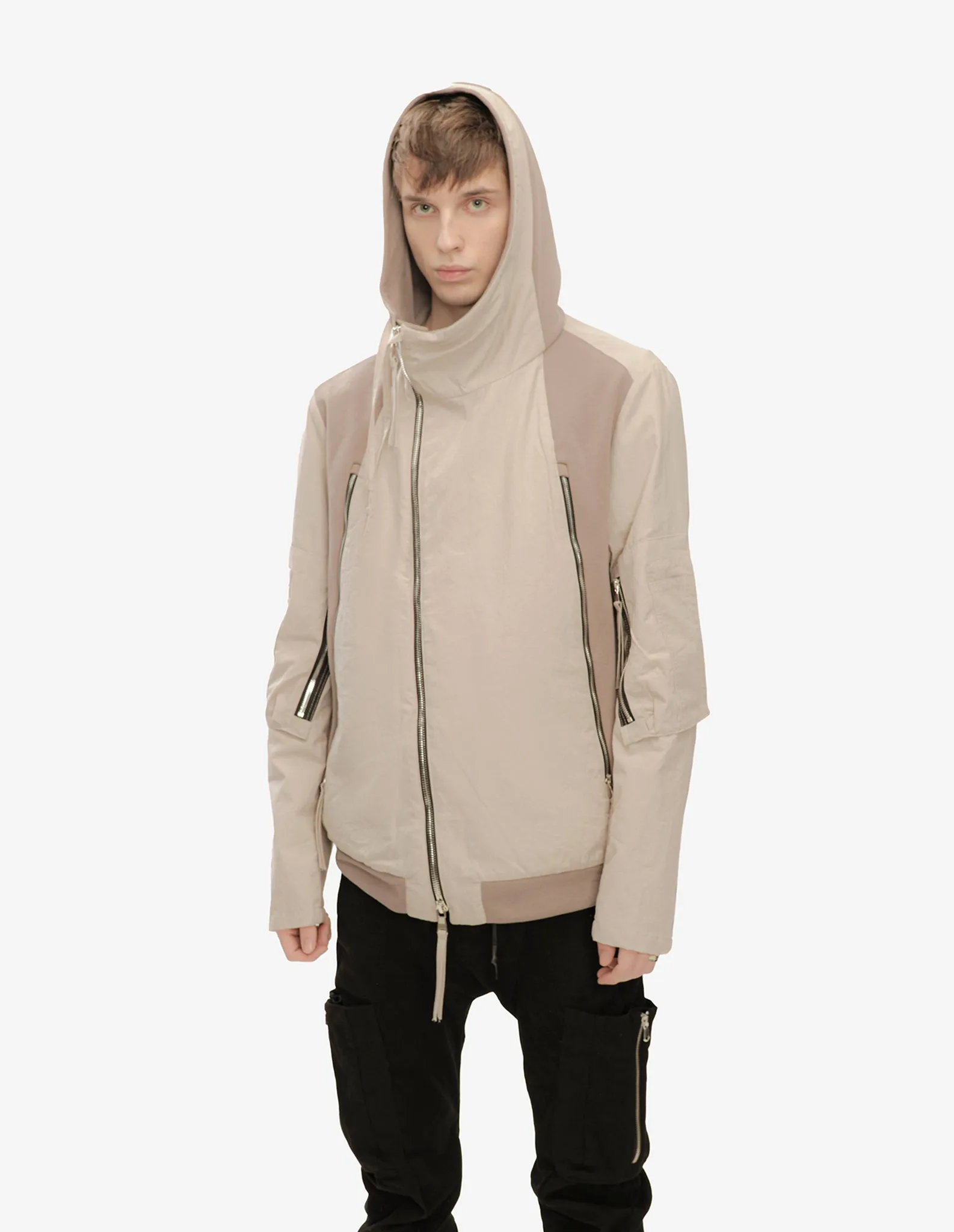 Two-Fabric Hooded Bomber
