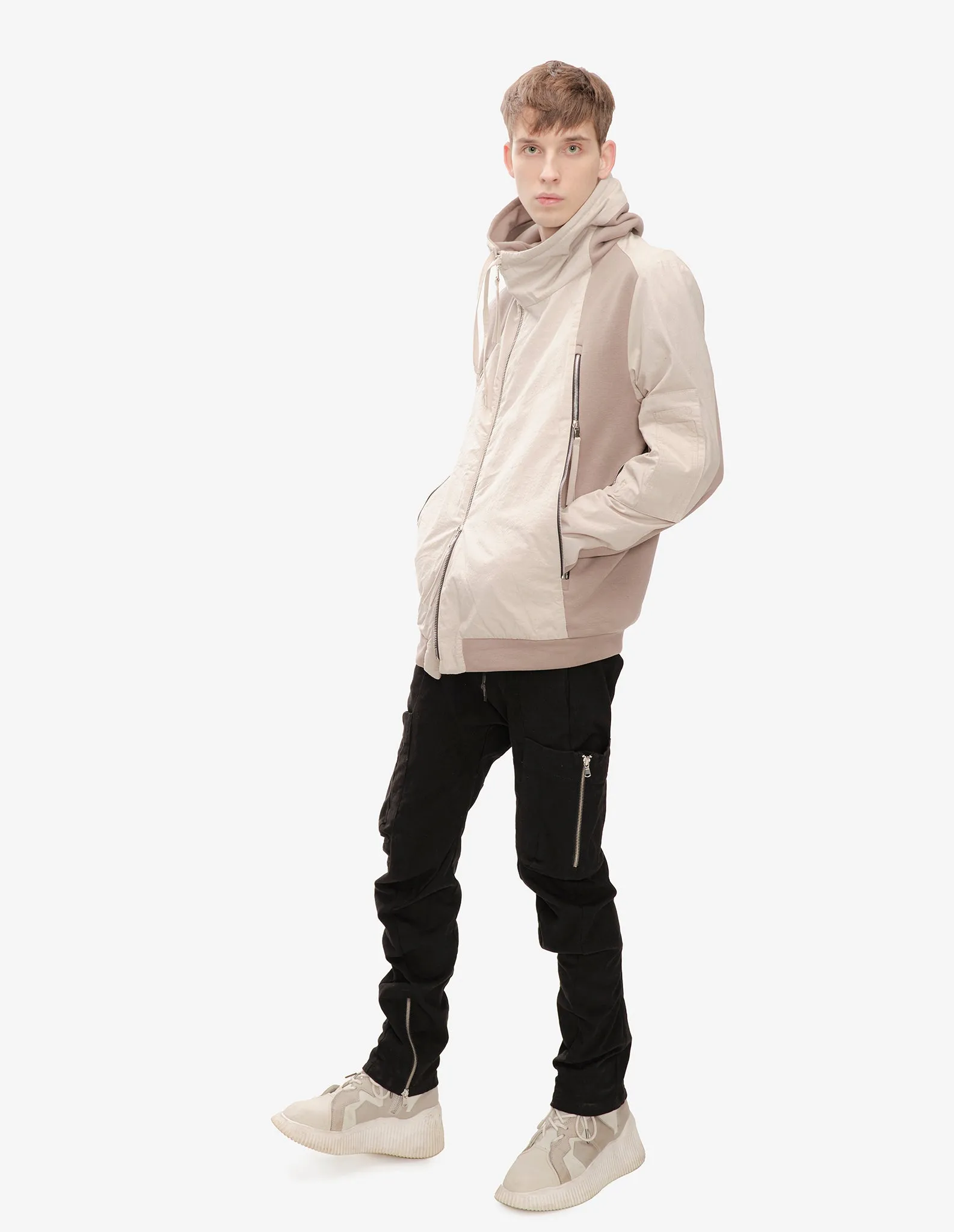 Two-Fabric Hooded Bomber