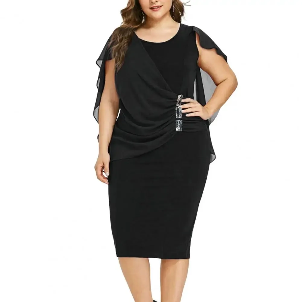 Uniwim Plus Size Party Dresses for Women 2024 Autumn Winter Emnroidry Evening Midi Dress Fashion Flare Sleeve Elegant Dress 3XL 4XL5XL