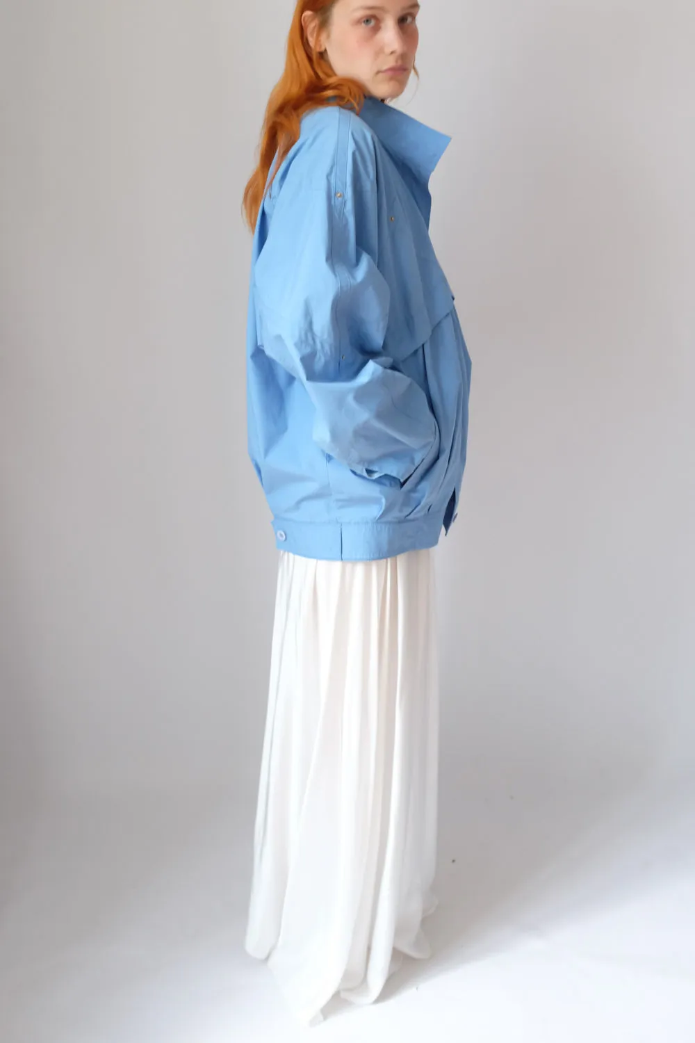 VINTAGE BLUE COTTON BOMBER BLOUSON JACKET