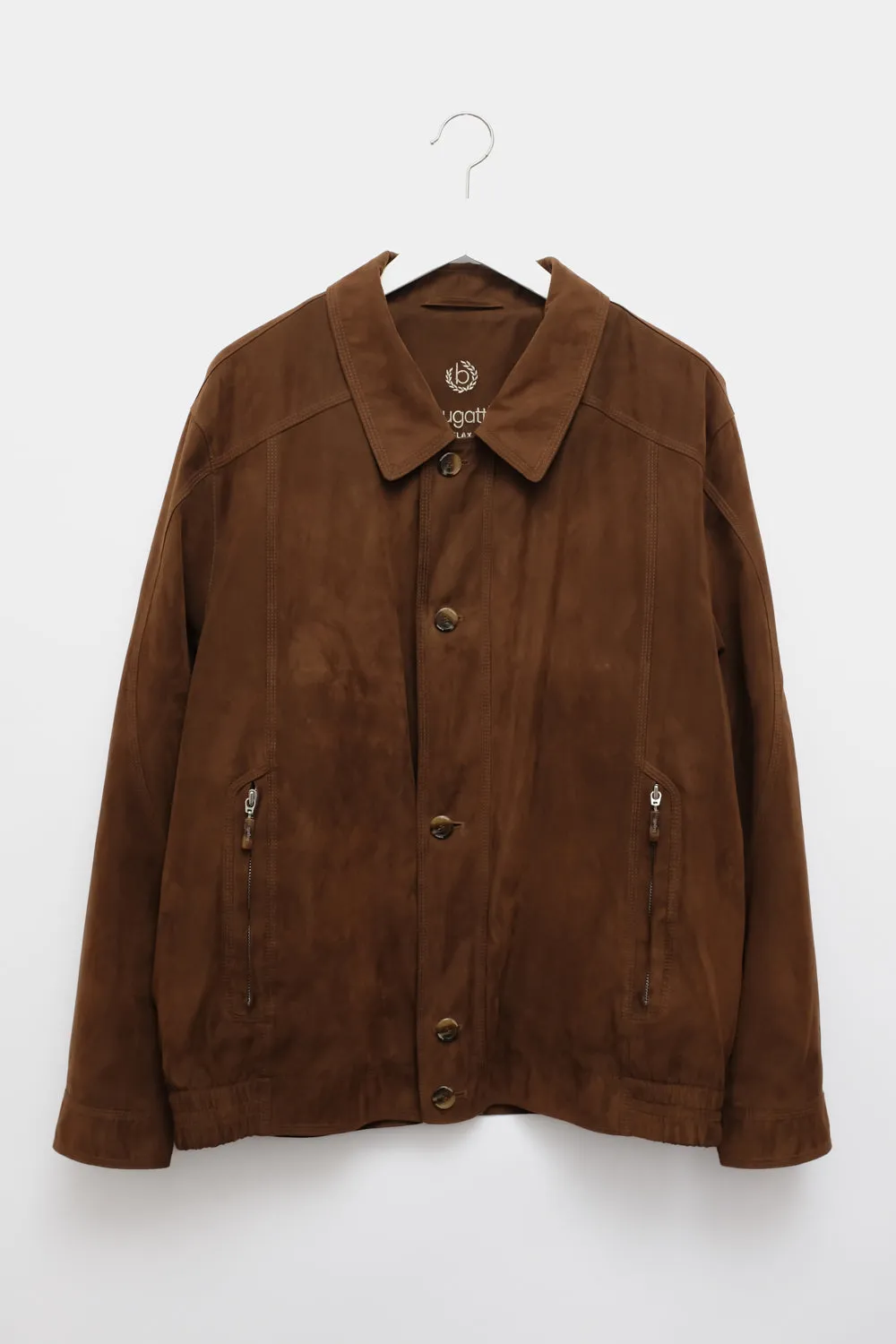 VINTAGE BROWN FAUX VEGAN SUEDE BOMBER JACKET