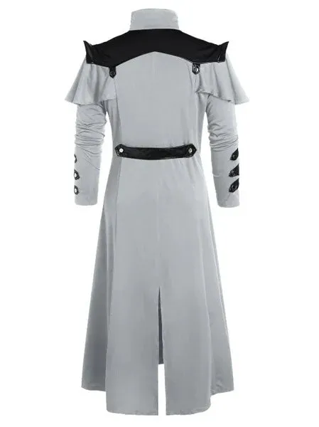 Vintage Men's Gothic Steampunk Long Jacket – Retro Medieval Warrior Knight Overcoat