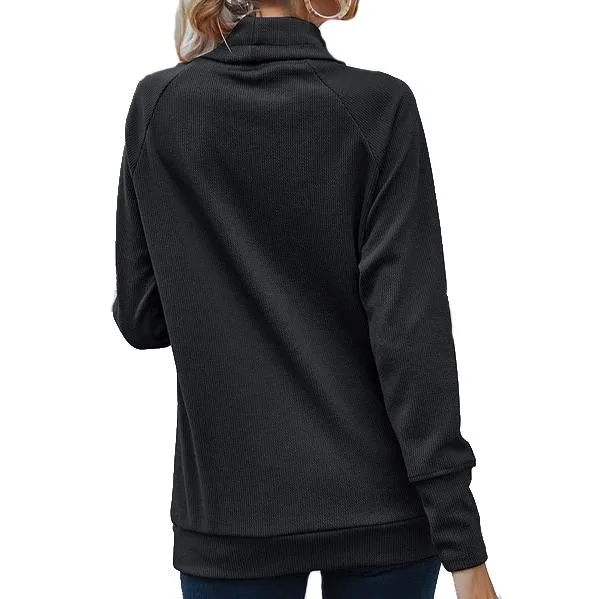 Women's High Collar Long Sleeve Lace Loose Pullover Top Hoodie